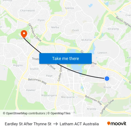 Eardley St After Thynne St to Latham ACT Australia map