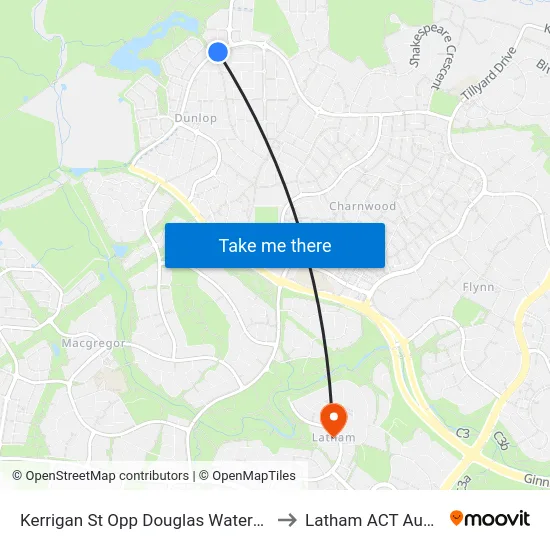 Kerrigan St Opp Douglas Waterhouse Dr to Latham ACT Australia map
