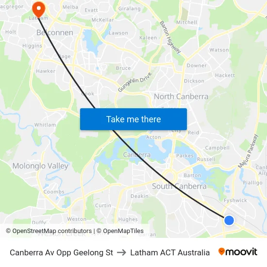 Canberra Av Opp Geelong St to Latham ACT Australia map