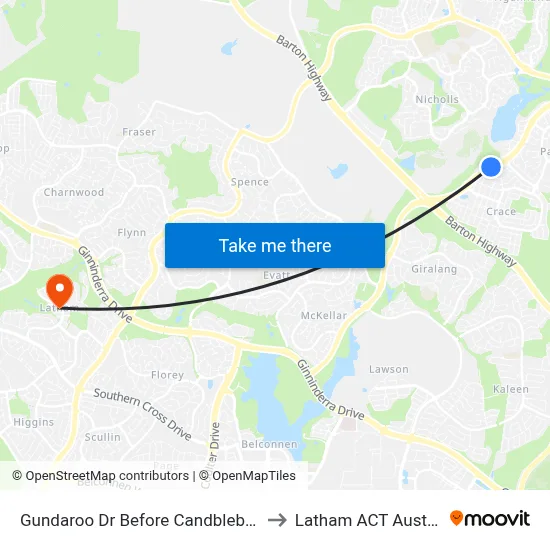 Gundaroo Dr Before Candblebark Cl to Latham ACT Australia map