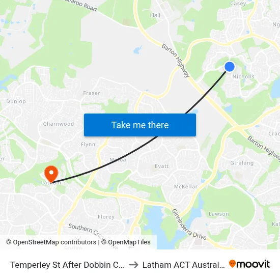 Temperley St After Dobbin Cct to Latham ACT Australia map