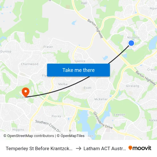 Temperley St Before Krantzcke Cct to Latham ACT Australia map