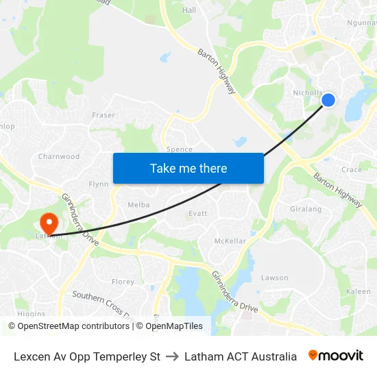 Lexcen Av Opp Temperley St to Latham ACT Australia map