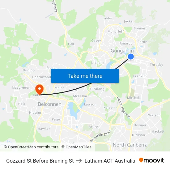 Gozzard St Before Bruning St to Latham ACT Australia map