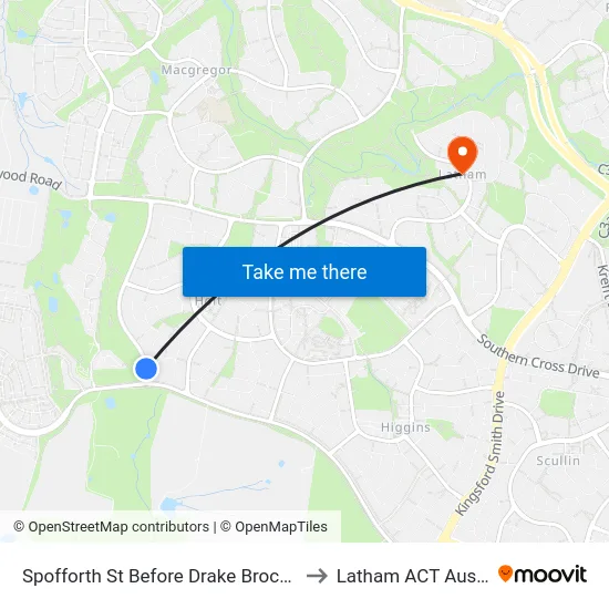 Spofforth St Before Drake Brockman Dr to Latham ACT Australia map