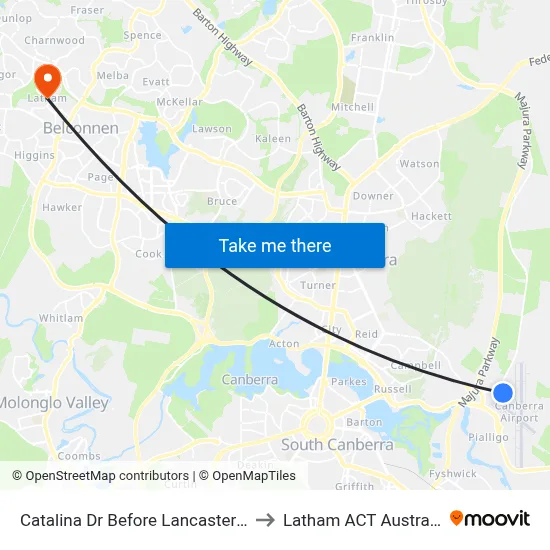Catalina Dr Before Lancaster Pl to Latham ACT Australia map