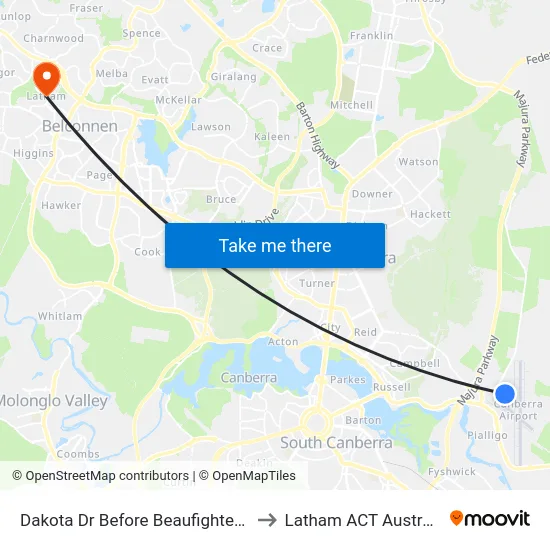 Dakota Dr Before Beaufighter St to Latham ACT Australia map