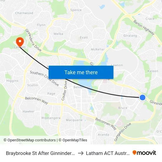 Braybrooke St After Ginninderra Dr to Latham ACT Australia map