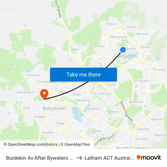 Burdekin Av After Bywaters St to Latham ACT Australia map