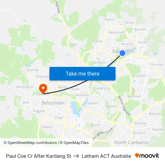 Paul Coe Cr After Kardang St to Latham ACT Australia map