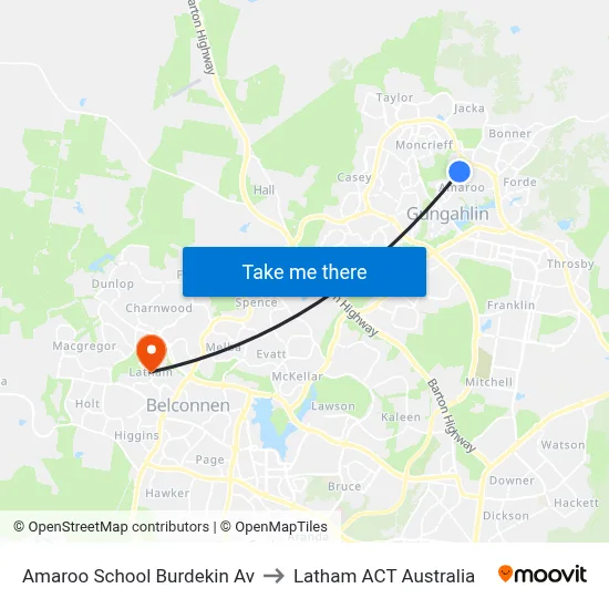Amaroo School Burdekin Av to Latham ACT Australia map