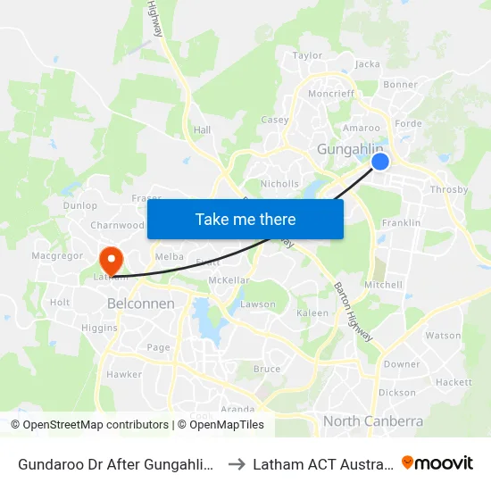 Gundaroo Dr After Gungahlin Pl to Latham ACT Australia map