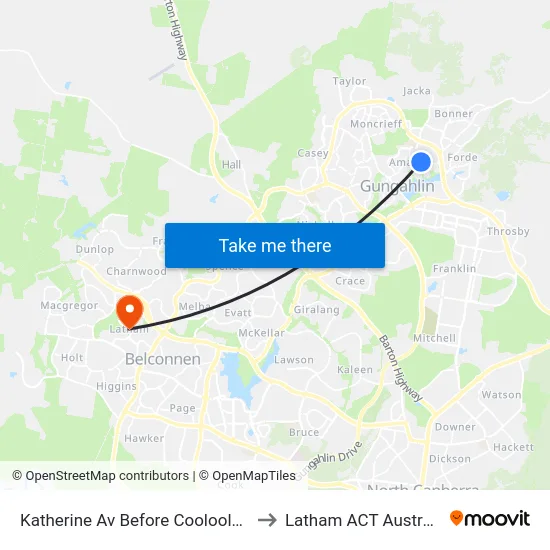 Katherine Av Before Cooloola St to Latham ACT Australia map
