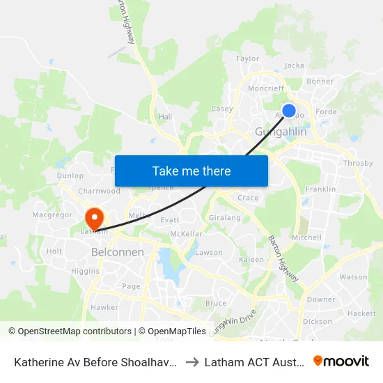 Katherine Av Before Shoalhaven Av to Latham ACT Australia map
