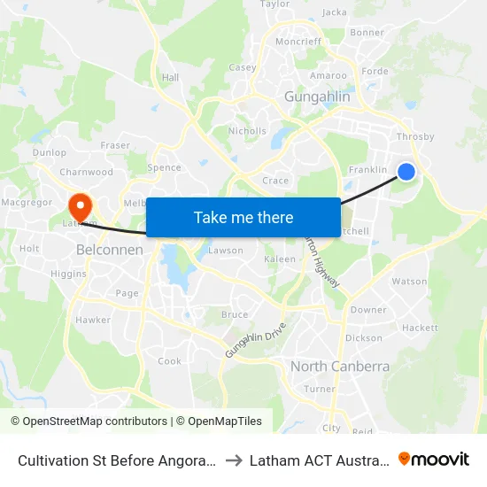 Cultivation St Before Angora St to Latham ACT Australia map