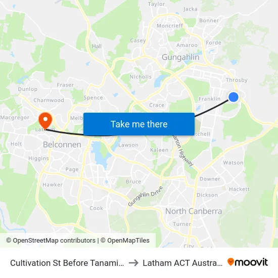 Cultivation St Before Tanami St to Latham ACT Australia map