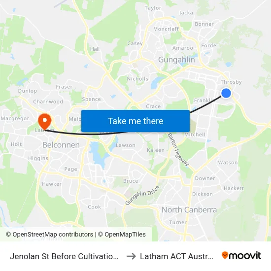Jenolan St Before Cultivation St to Latham ACT Australia map