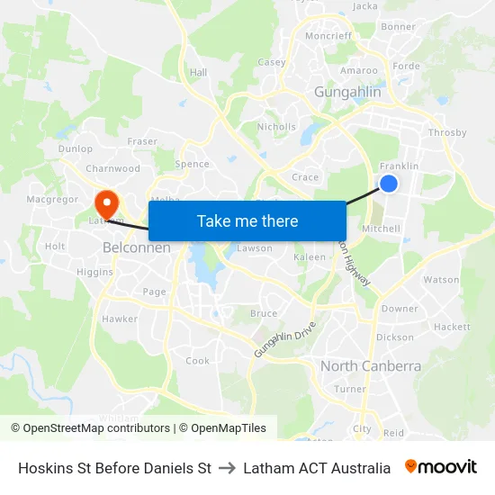 Hoskins St Before Daniels St to Latham ACT Australia map