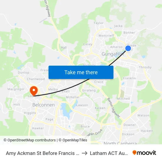 Amy Ackman St Before Francis Forde St to Latham ACT Australia map