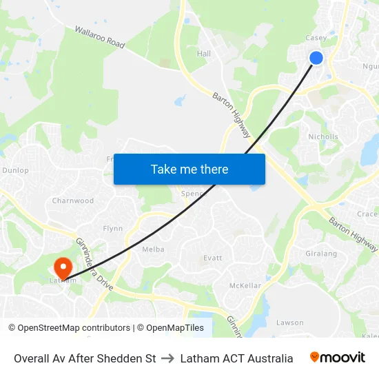 Overall Av After Shedden St to Latham ACT Australia map