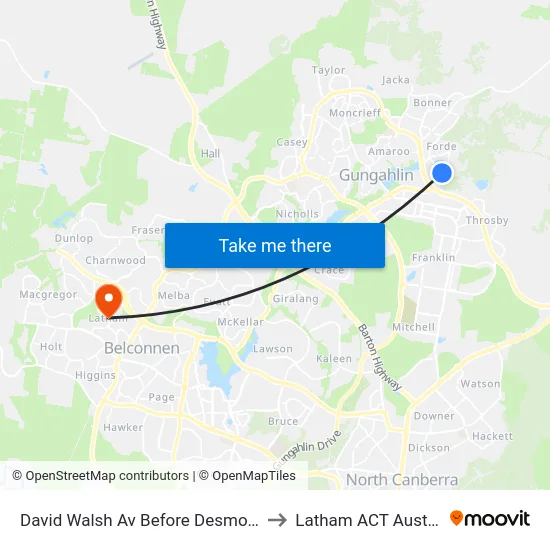 David Walsh Av Before Desmond Ln to Latham ACT Australia map