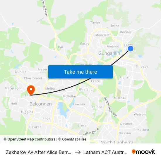 Zakharov Av After Alice Berry St to Latham ACT Australia map