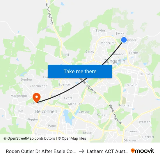 Roden Cutler Dr After Essie Coffey St to Latham ACT Australia map