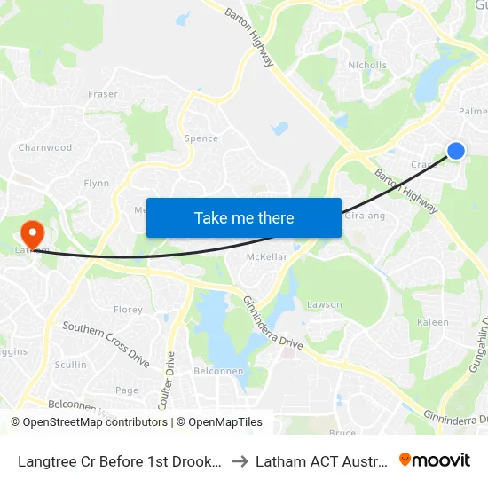 Langtree Cr Before 1st Drooka Cr to Latham ACT Australia map