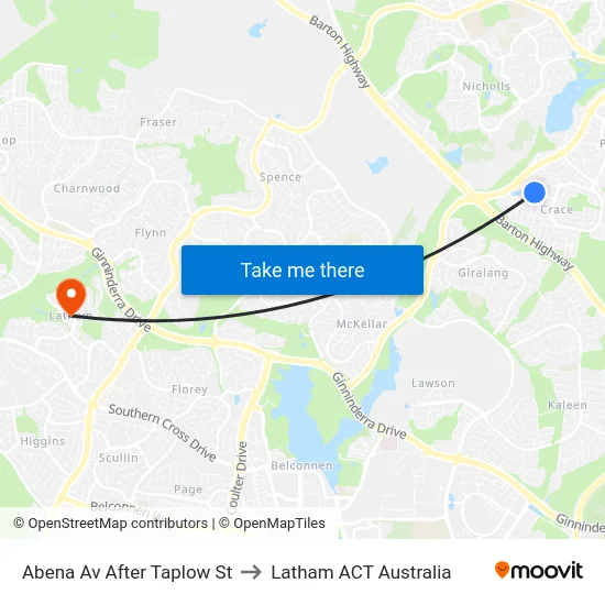 Abena Av After Taplow St to Latham ACT Australia map