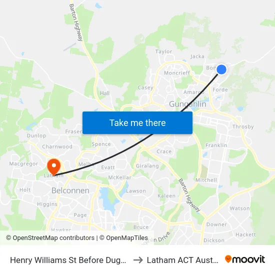 Henry Williams St Before Duguid St to Latham ACT Australia map
