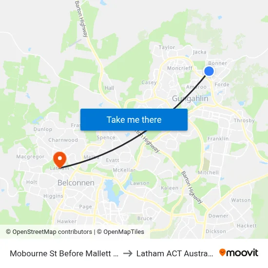 Mobourne St Before Mallett St to Latham ACT Australia map