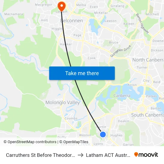 Carruthers St Before Theodore St to Latham ACT Australia map