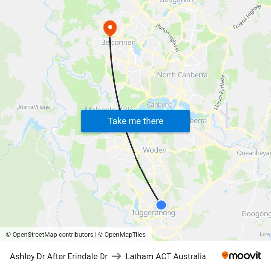 Ashley Dr After Erindale Dr to Latham ACT Australia map