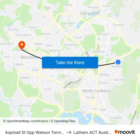 Aspinall St Opp Watson Terminus to Latham ACT Australia map