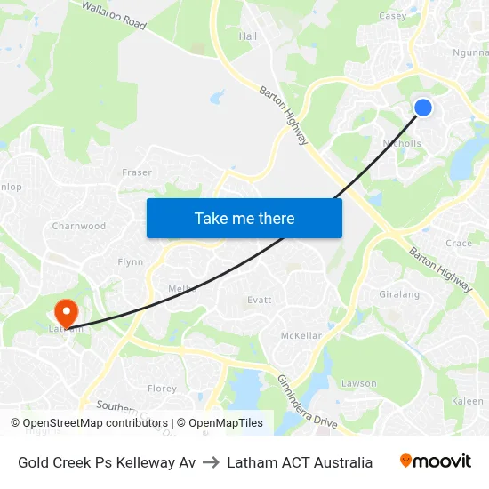 Gold Creek Ps Kelleway Av to Latham ACT Australia map