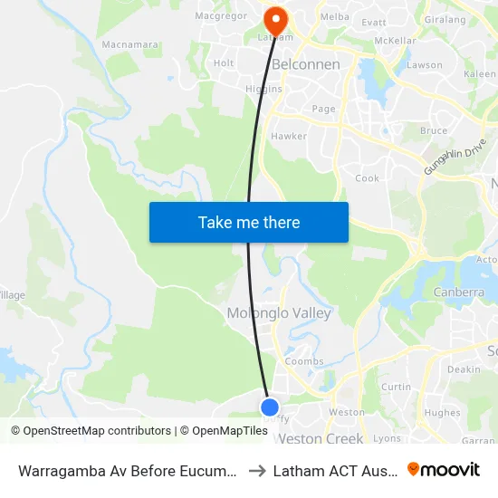 Warragamba Av Before Eucumbene Dr to Latham ACT Australia map