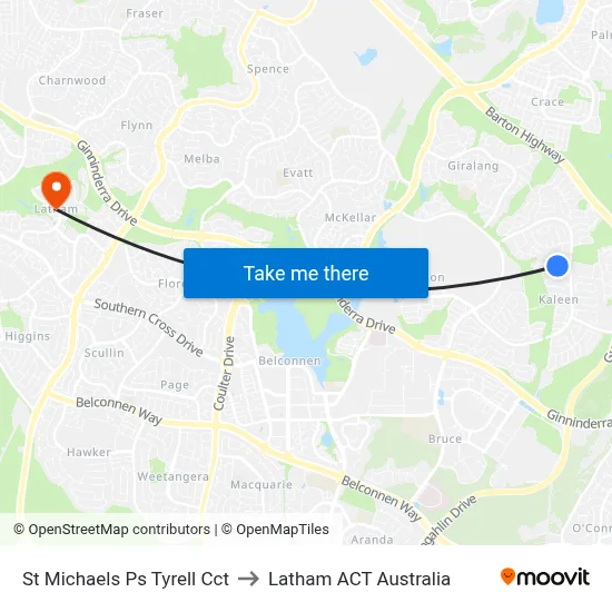 St Michaels Ps Tyrell Cct to Latham ACT Australia map