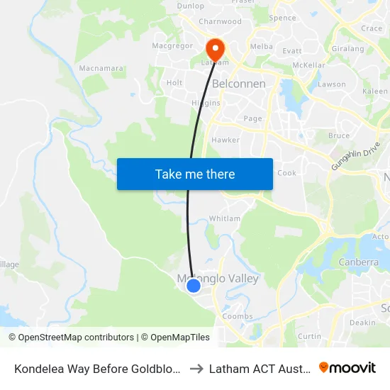 Kondelea Way Before Goldbloom St to Latham ACT Australia map