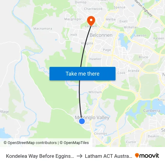 Kondelea Way Before Eggins St to Latham ACT Australia map