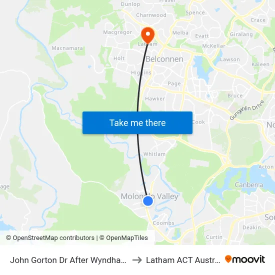 John Gorton Dr After Wyndham Av to Latham ACT Australia map