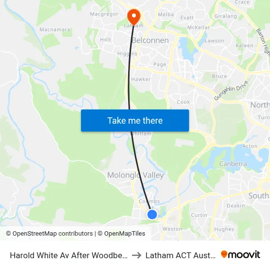 Harold White Av After Woodberry Av to Latham ACT Australia map