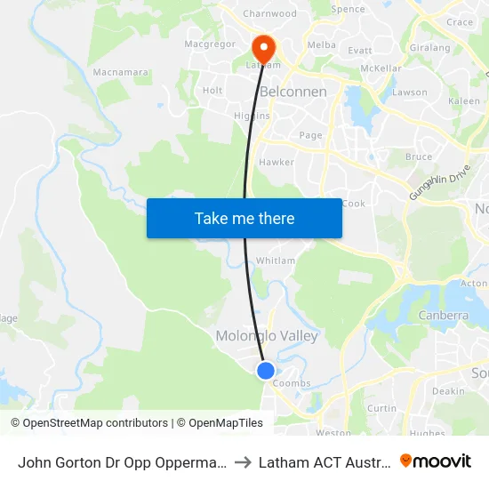 John Gorton Dr Opp Opperman Av to Latham ACT Australia map