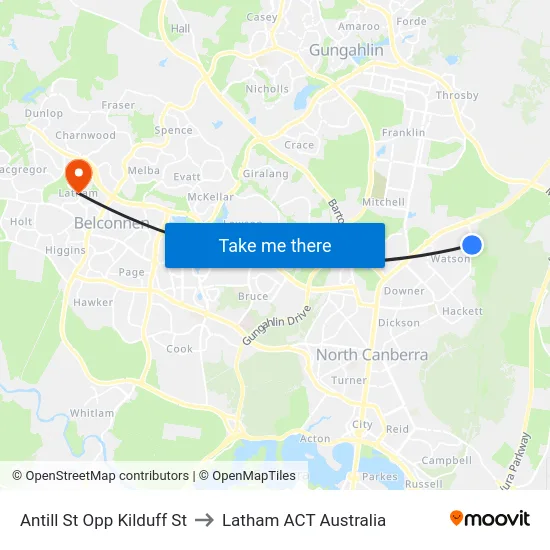 Antill St Opp Kilduff St to Latham ACT Australia map