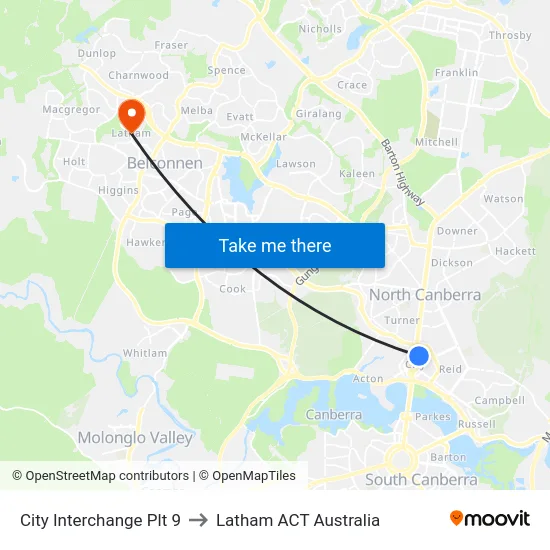 City Interchange Plt 9 to Latham ACT Australia map