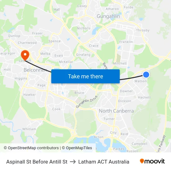 Aspinall St Before Antill St to Latham ACT Australia map