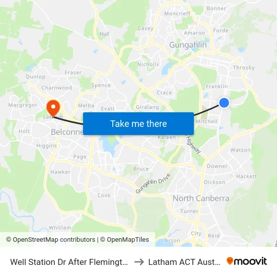 Well Station Dr After Flemington Rd to Latham ACT Australia map