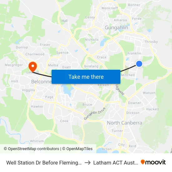 Well Station Dr Before Flemington Rd to Latham ACT Australia map