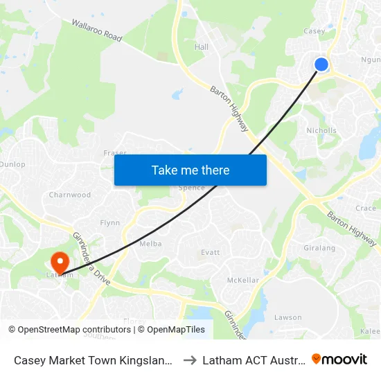 Casey Market Town Kingsland Pde to Latham ACT Australia map