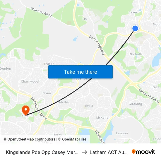 Kingslande Pde Opp Casey Market Town to Latham ACT Australia map