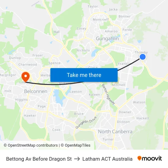 Bettong Av Before Dragon St to Latham ACT Australia map
